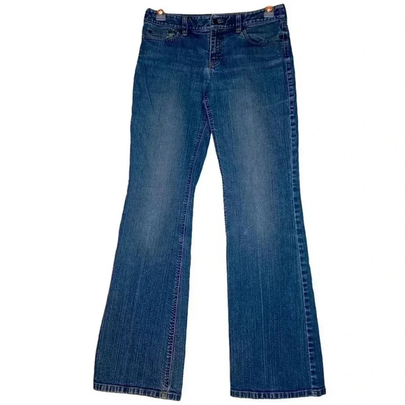 Distressed Ann Taylor Loft Jeans Size 6 Long Flare Leg - Picture 4 of 14